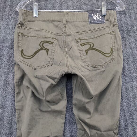 Rock & Republic Womens Embry Straight Leg Pants Army Green Size 28x29 5-Pocket - Picture 6 of 13